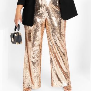 City Chic Gold Sequin Pants